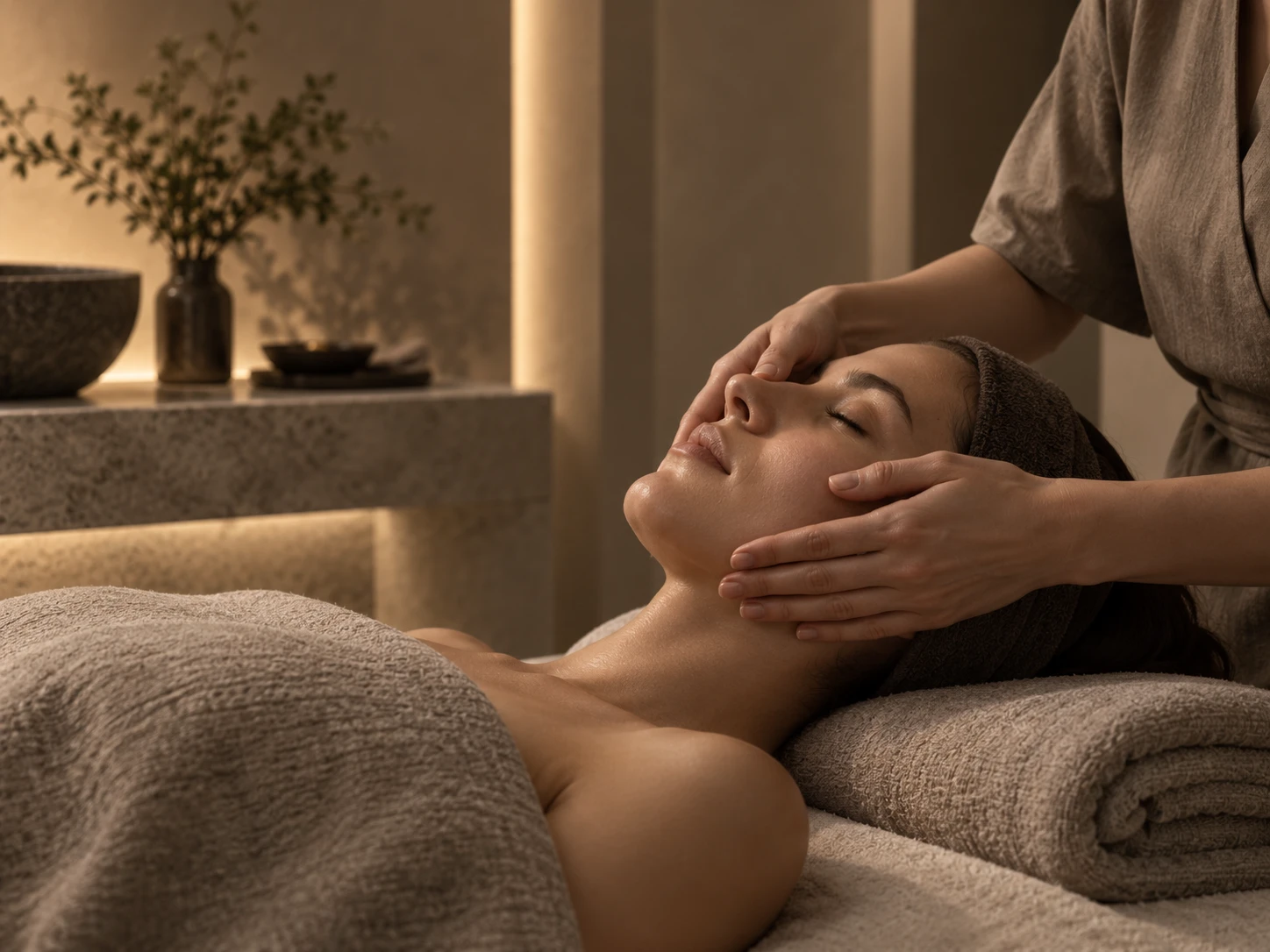 Деликатный уход за лицом в SEREIN SPA в спокойной нейтральной обстановке