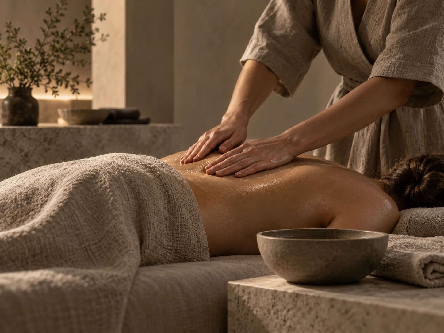 Spa-ритуал для тела в SEREIN SPA с натуральными текстурами и мягким светом