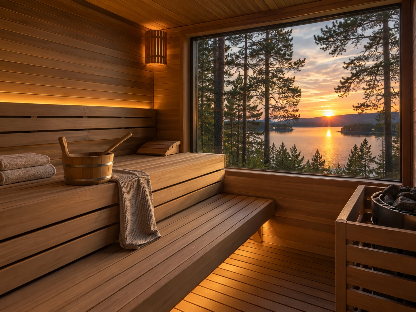 Интерьер деревянной бани TERRA CABINS